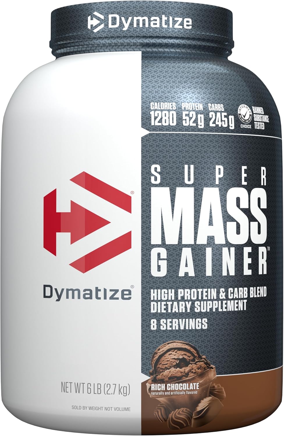 Dymatize Super Mass Gainer Protein Powder, Rich Chocolate, 6 lbs New, Exp. 5/26
