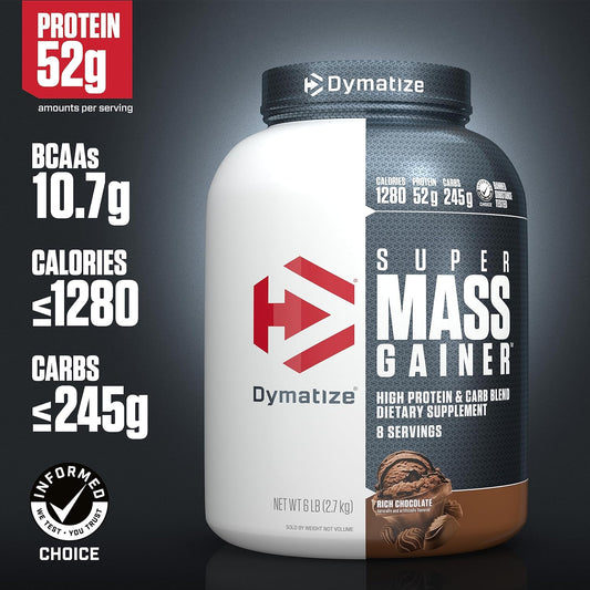 Dymatize Super Mass Gainer Protein Powder, Rich Chocolate, 6 lbs New, Exp. 5/26