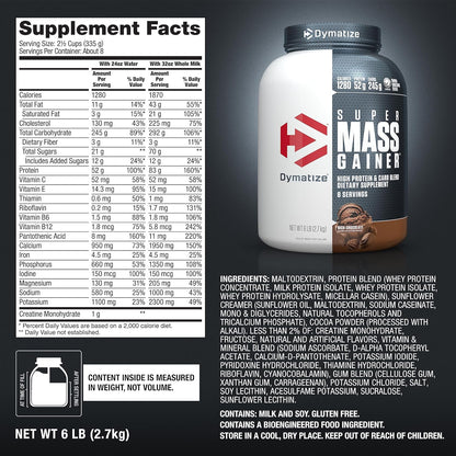 Dymatize Super Mass Gainer Protein Powder, Rich Chocolate, 6 lbs New, Exp. 5/26