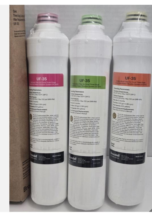 UF-35 3-Pack Replacement Filters for Coral UC300 Carbon Block Sediment - NEW!