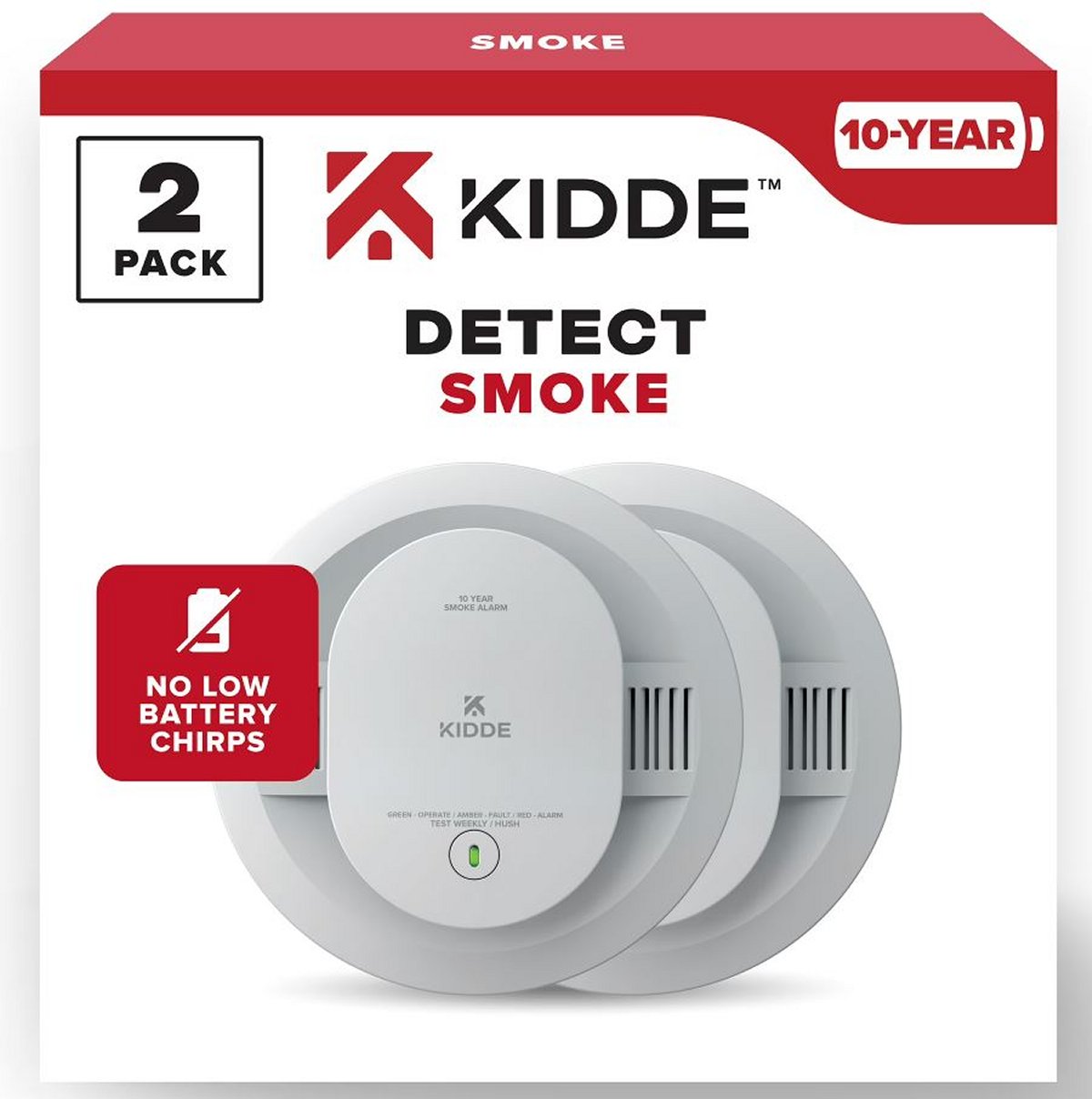 Kidde 20SD10 Smoke Detector Alarm, 2-Pack, 10-Year Lithium Battery, new!