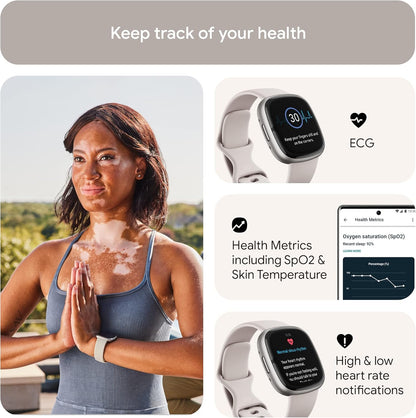Fitbit Sense 2 Smartwatch - Lunar White Infinity Band, Heart Rate Monitor, Unisex