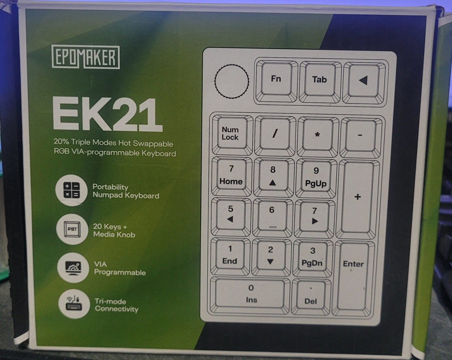 EPOMAKER EK21 VIA Gasket Programmable Keypad Wireless/BT/Wired HotSwap RGB, New!