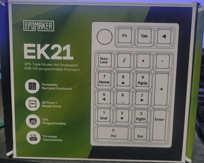 EPOMAKER EK21 VIA Gasket Programmable Keypad Wireless/BT/Wired HotSwap RGB, New!