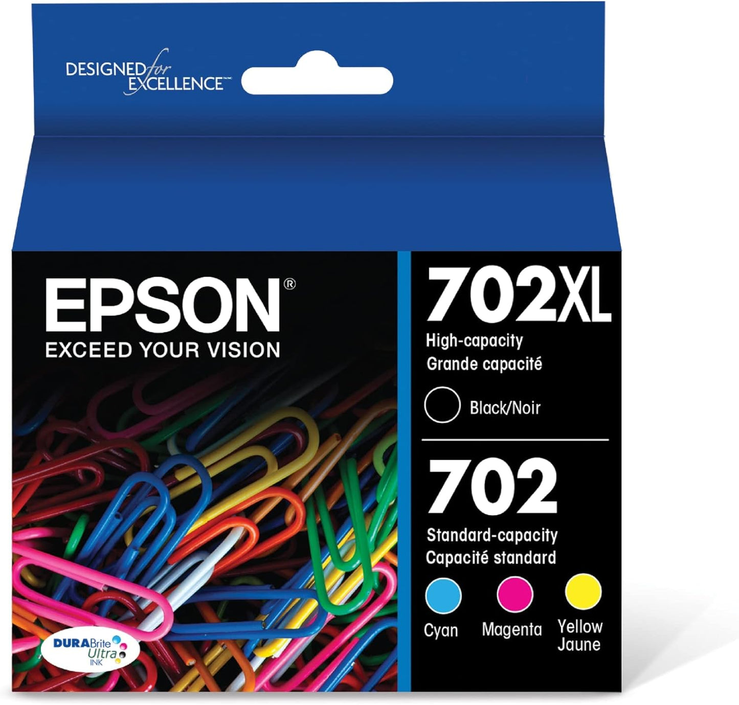 Genuine Epson 702XL Combo Ink Cartridges, T702XL-BCS, Sealed, Exp. 07/2028