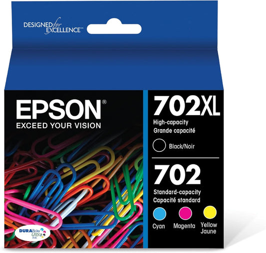 Genuine Epson 702XL Combo Ink Cartridges, T702XL-BCS, Sealed, Exp. 07/2028