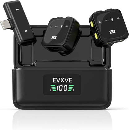 EVXVE Wireless Lavalier Microphone for iPhone, 48Khz, Noise Cancel, 98 ft, New!