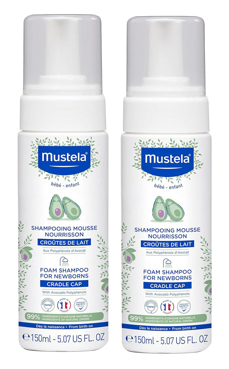 Mustela Foam Shampoo for Newborns 5.07 oz, 2 Pack, Treat Cradle Cap , Exp. 10/28