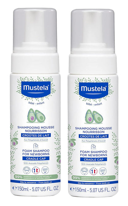 Mustela Foam Shampoo for Newborns 5.07 oz, 2 Pack, Treat Cradle Cap , Exp. 10/28