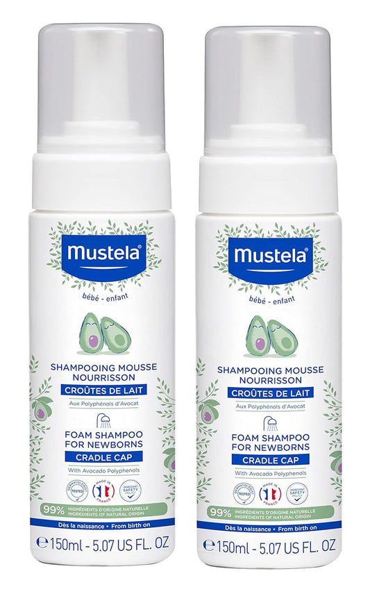 Mustela Foam Shampoo for Newborns 5.07 oz, 2 Pack, Treat Cradle Cap , Exp. 10/28