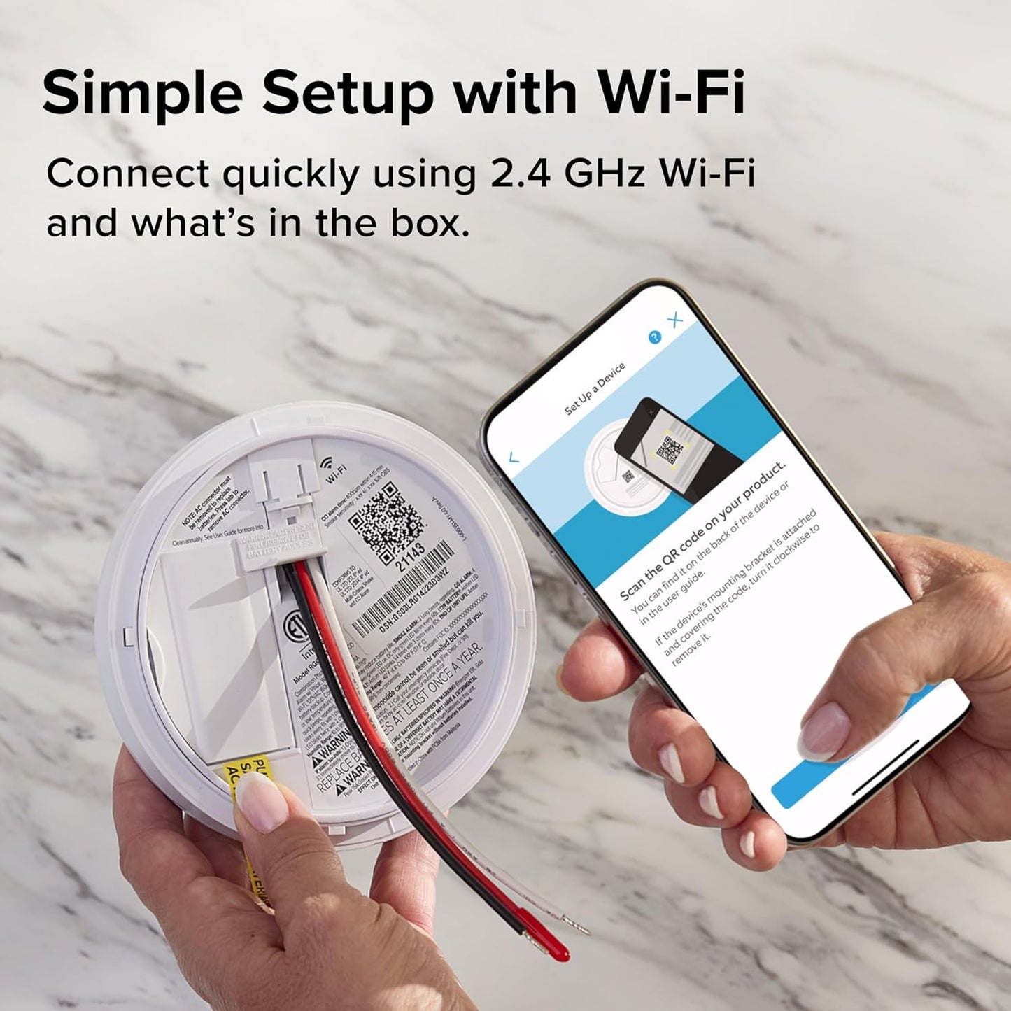 Kidde RGCUAR-RW Wired + Battery Smart WiFi Smoke + Carbon Detector w/ Ring Alert