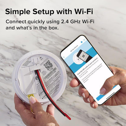 Kidde RGCUAR-RW Wired + Battery Smart WiFi Smoke + Carbon Detector w/ Ring Alert