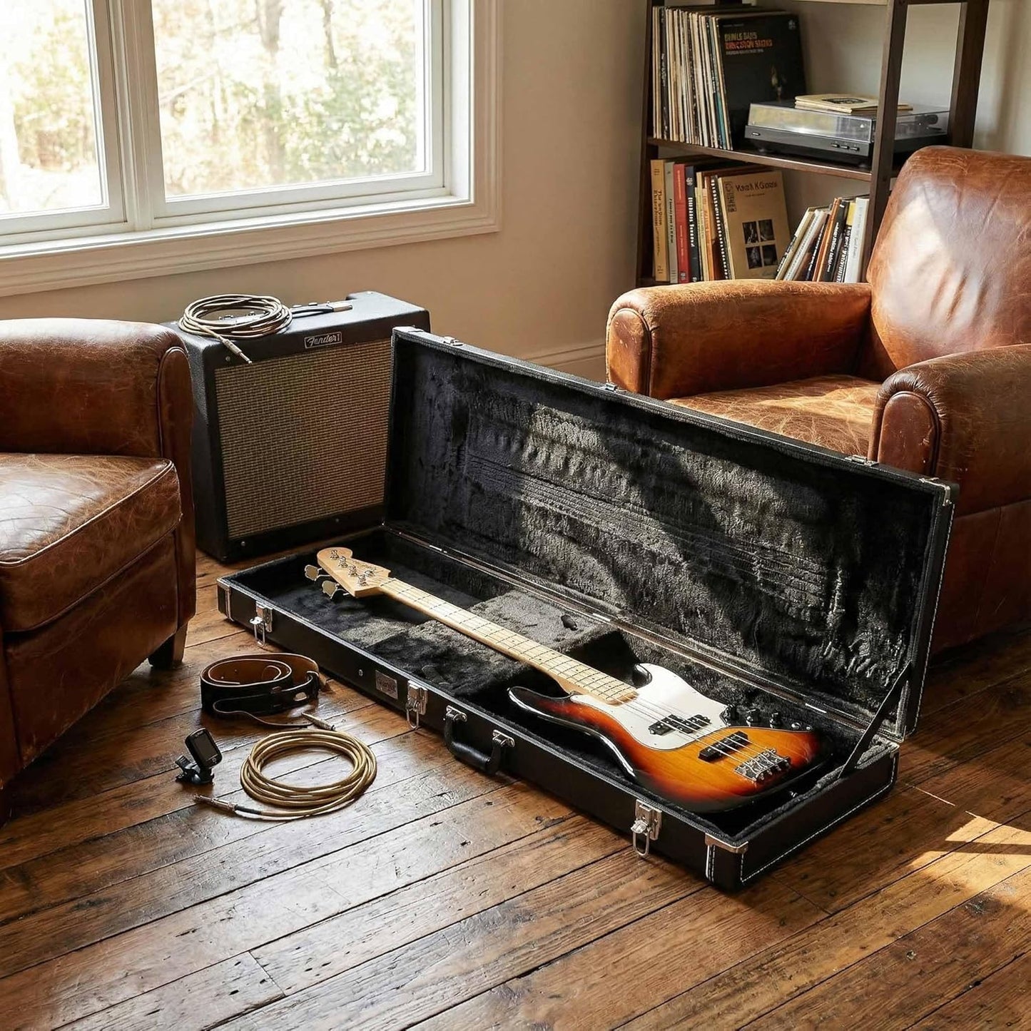 Gearlux Bass Guitar Hard Case, Fits Fender Precision/Jazz Bass, w/ Locking Key!