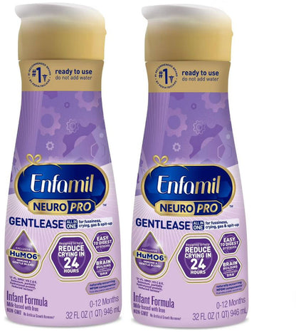Enfamil NeuroPro Gentlease RTF Baby Formula, (2 Pack, 64 fl oz), Exp. 5/2026
