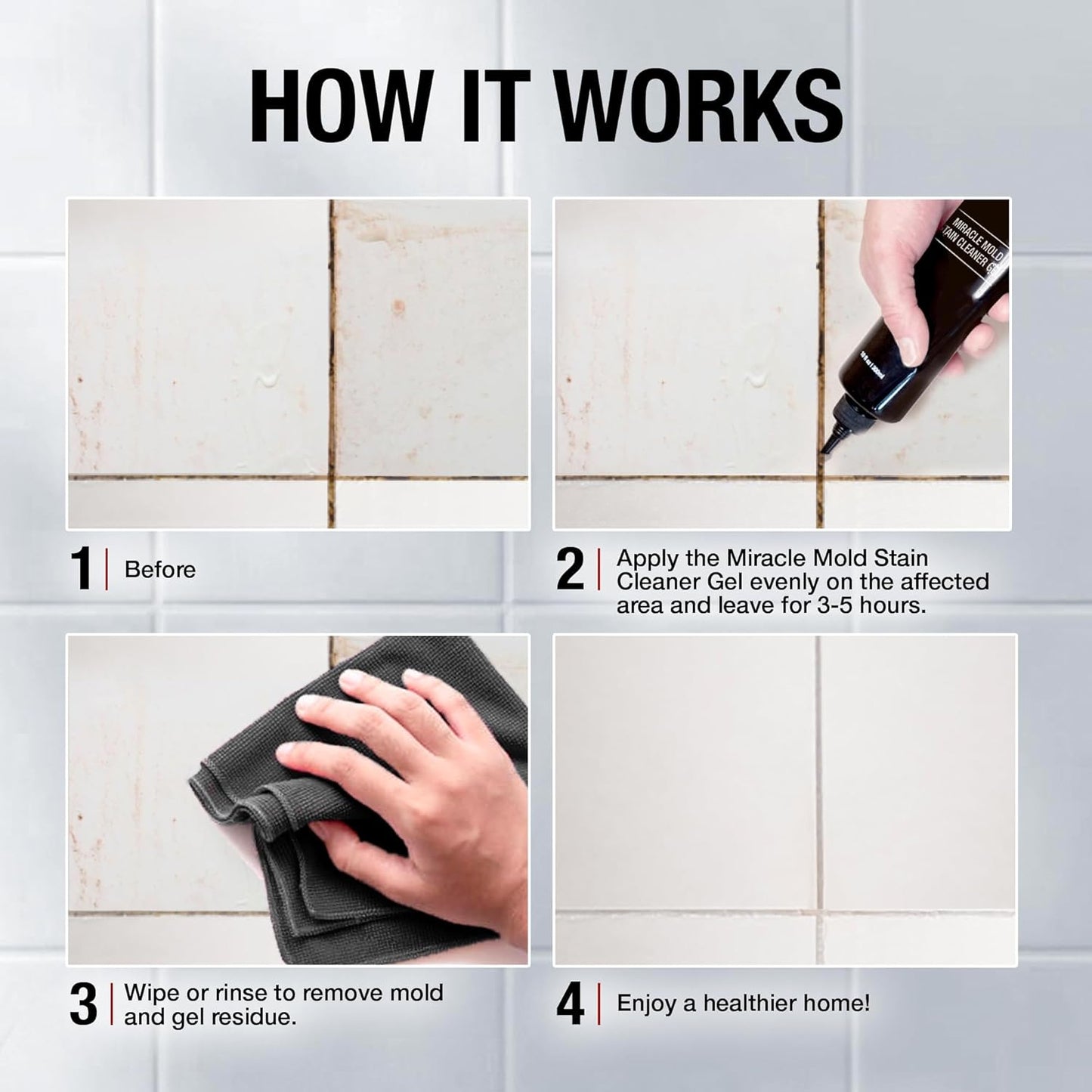 Glassguard Miracle Mold Stain Cleaning Gel, Heavy Duty Cleaning Gel, 10 oz, New!
