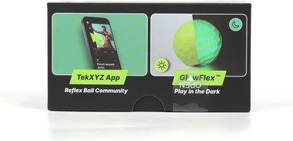 TekXYZ GlowFlex Reflex Ball w/ Counter App, Glow-in-The-Dark, Neon Yellow - New!