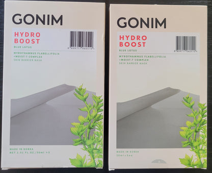 GONIM Hydro Boost, Blue Lotus Skin Barrier Masks (2 Boxes, 10 Masks) Exp. 11/26