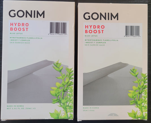 GONIM Hydro Boost, Blue Lotus Skin Barrier Masks (2 Boxes, 10 Masks) Exp. 11/26