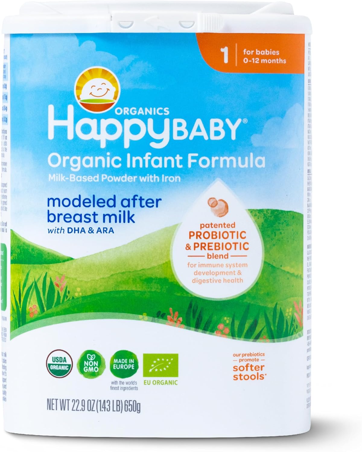 Happy Baby Organic  Infant Formula Stage 1, 0 12 Months, Milk Based, Exp. 8/26