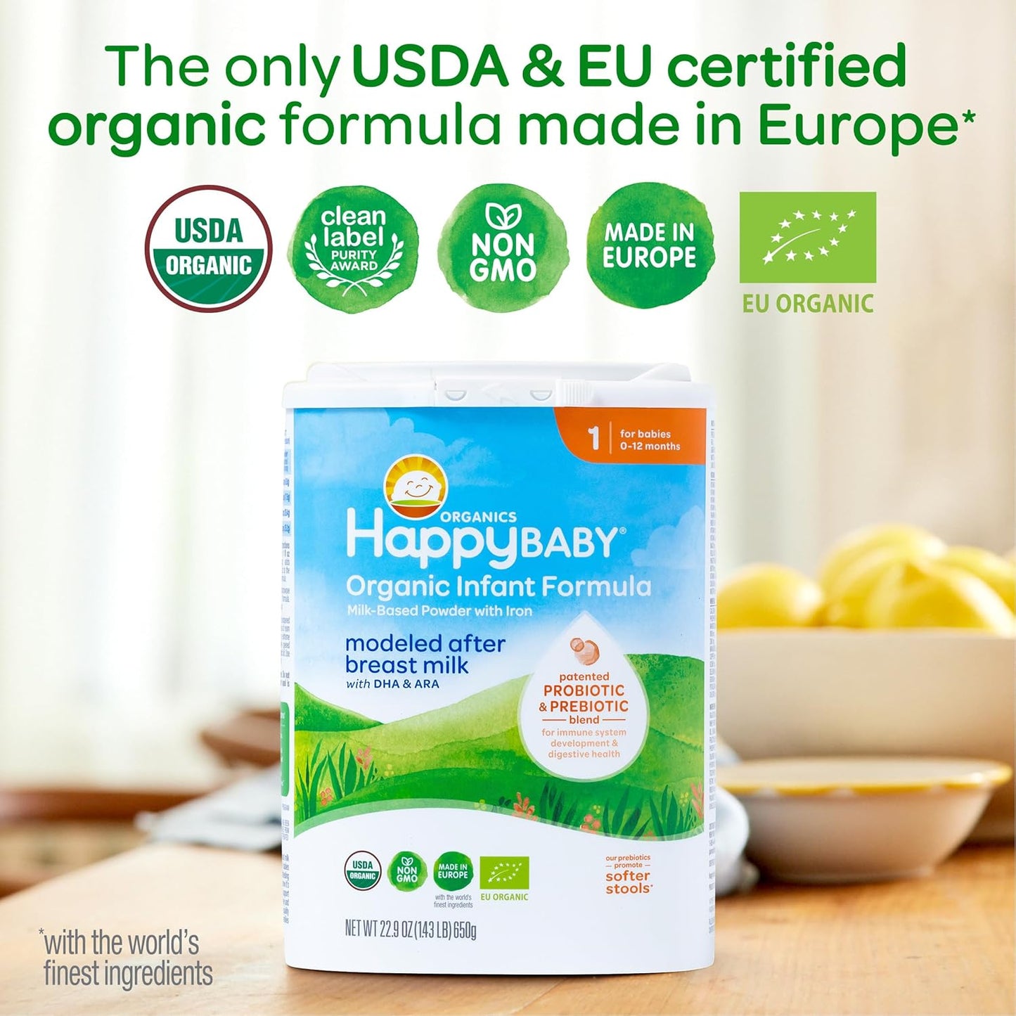 Happy Baby Organic  Infant Formula Stage 1, 0 12 Months, Milk Based, Exp. 8/26