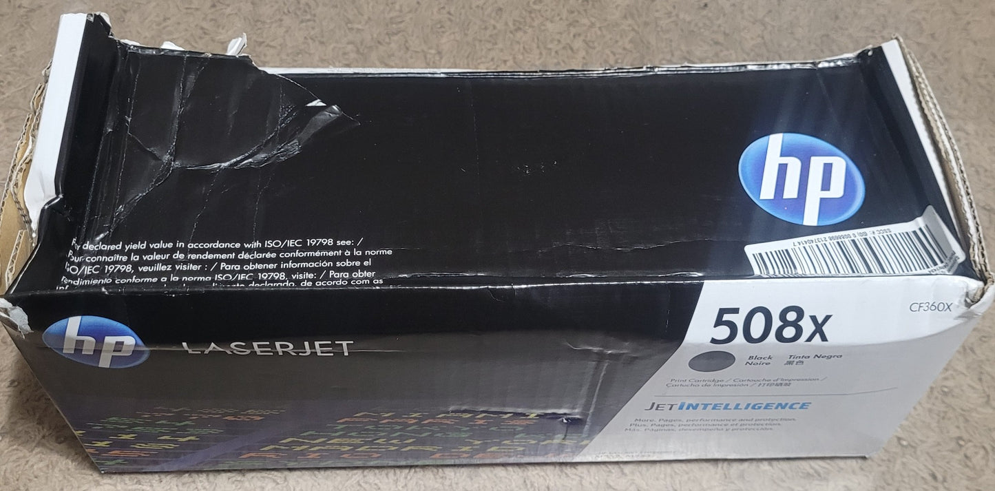 Genuine HP 508x Black High Yield Toner Cartridge (CF360x), New (Open Box)