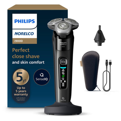 Philips Norelco Shaver i9000 Wet & Dry Electric Razor, Black, SenseIQ - New!