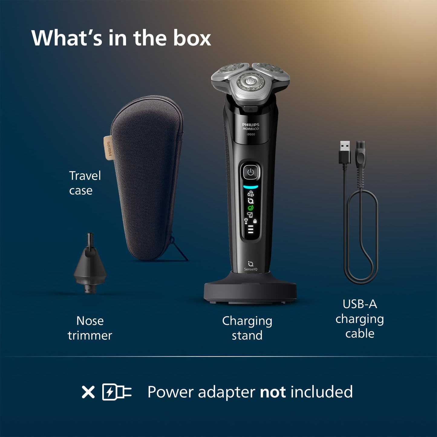 Philips Norelco Shaver i9000 Wet & Dry Electric Razor, Black, SenseIQ - New!