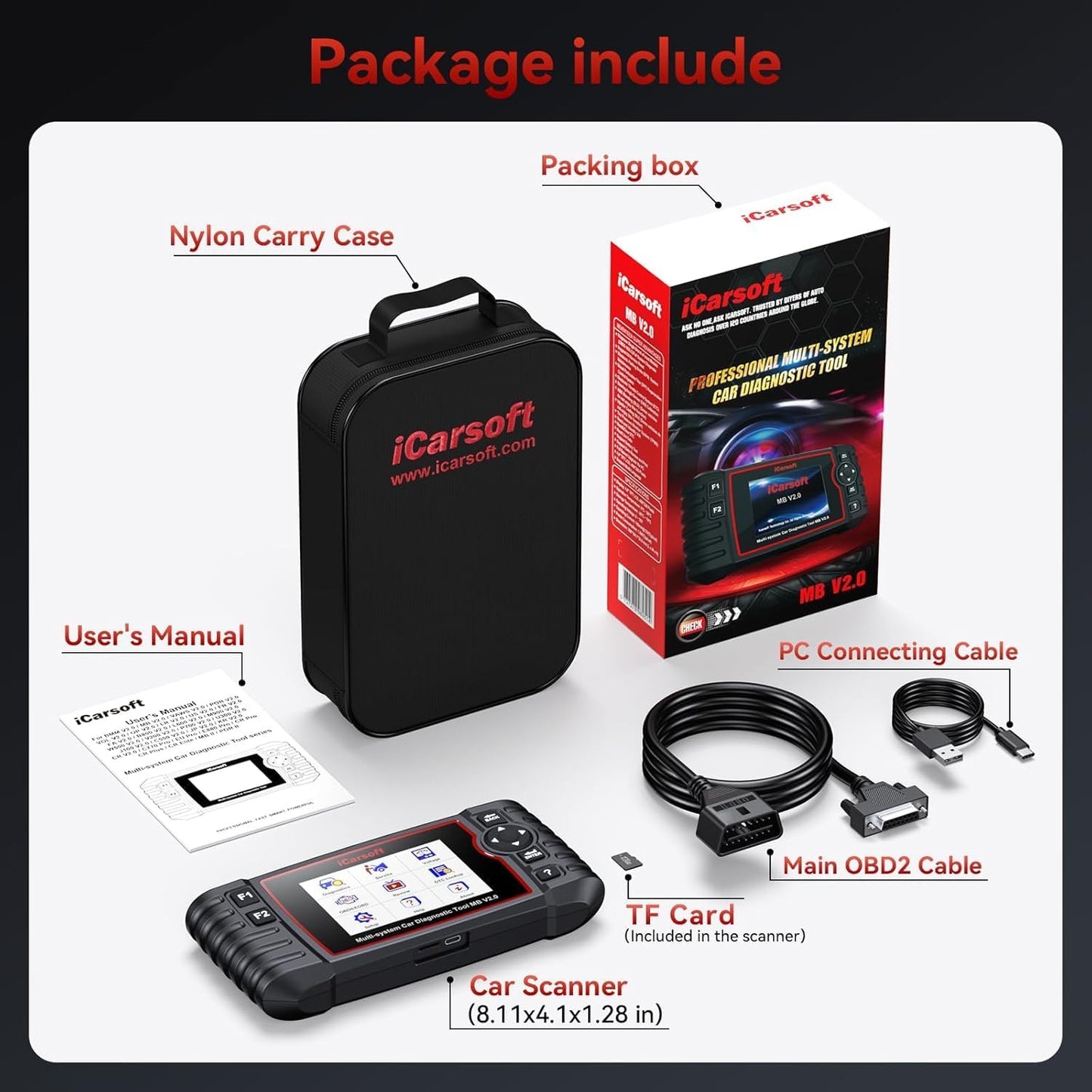 iCarsoft MB V2.0 Car Diagnostic Tool for Mercedes-Benz & Others, New, Free Ship!