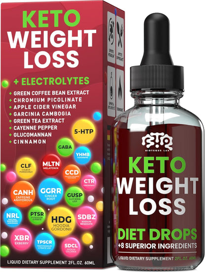Biotequelab Keto Weight Loss + Electrolytes Drops (2 Pack, 4 oz) Exp. 1/27