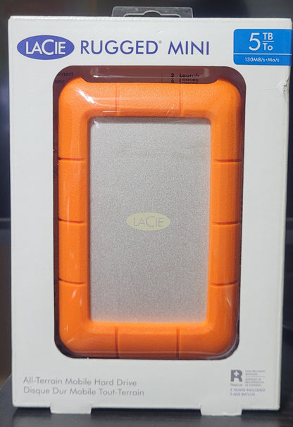 LaCie Rugged All-Terrain Mobile Storage 5TB Portable Hard Drive, New (Sealed)!