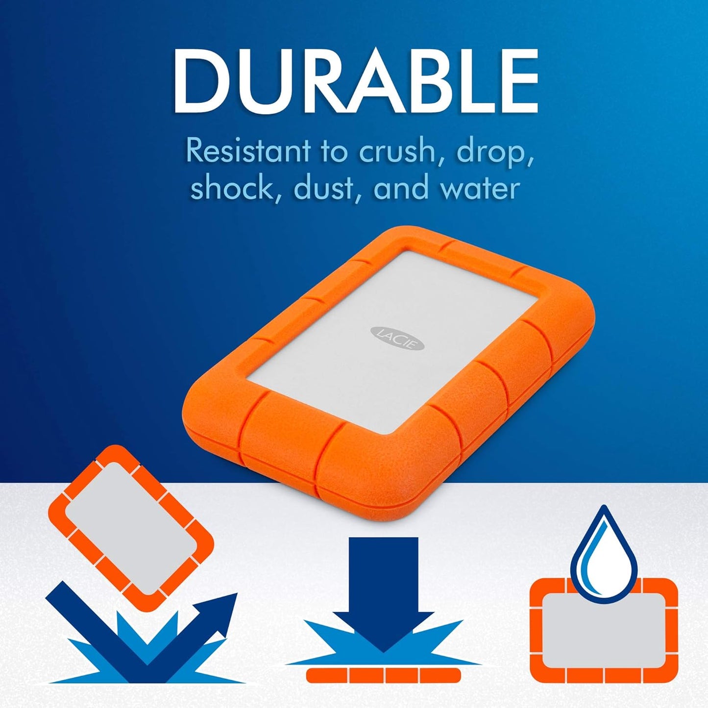 LaCie Rugged All-Terrain Mobile Storage 5TB Portable Hard Drive, New (Sealed)!