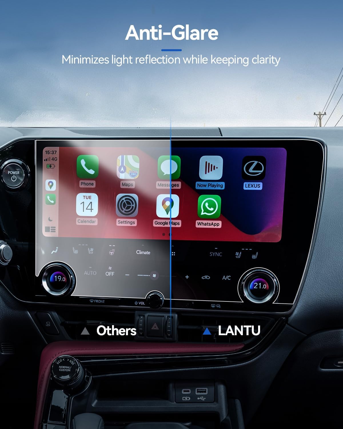 Lantu Professional Tempered Glass Screen Protector for 2022-2026 Lexus NX, New!