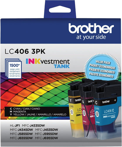 Genuine Brother LC406 2-Pack (Yellow / Cyan) Ink Cartridges (OPEN BOX) Exp. 5/28