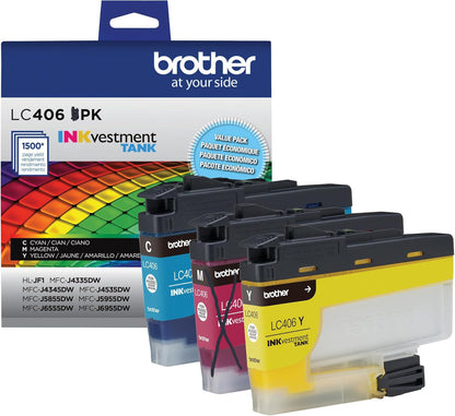 Genuine Brother LC406 2-Pack (Yellow / Cyan) Ink Cartridges (OPEN BOX) Exp. 5/28