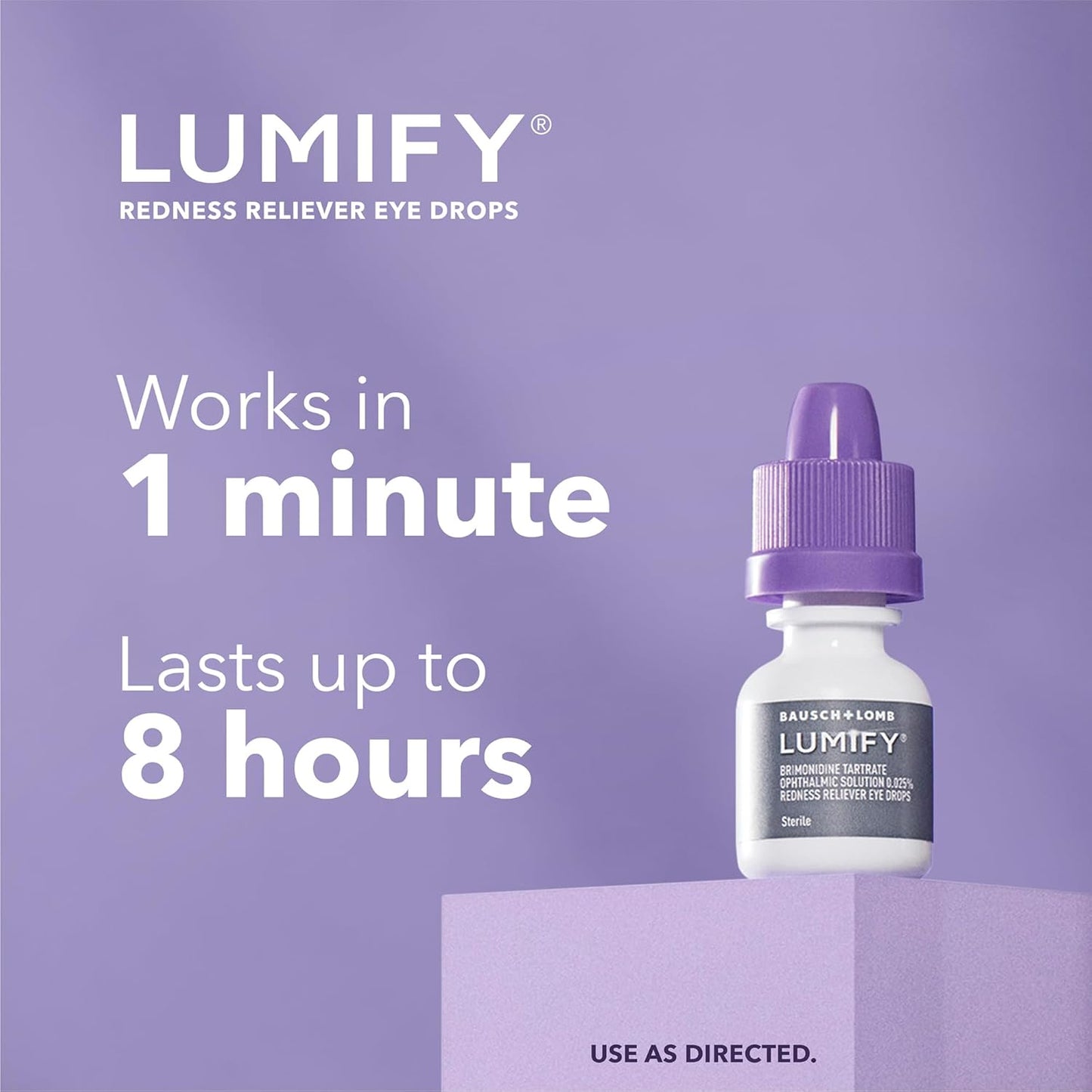 Lumify Redness Reliever Eye Drops, (2 Pack .16 oz), 8hrs Relief, Exp. 11/26