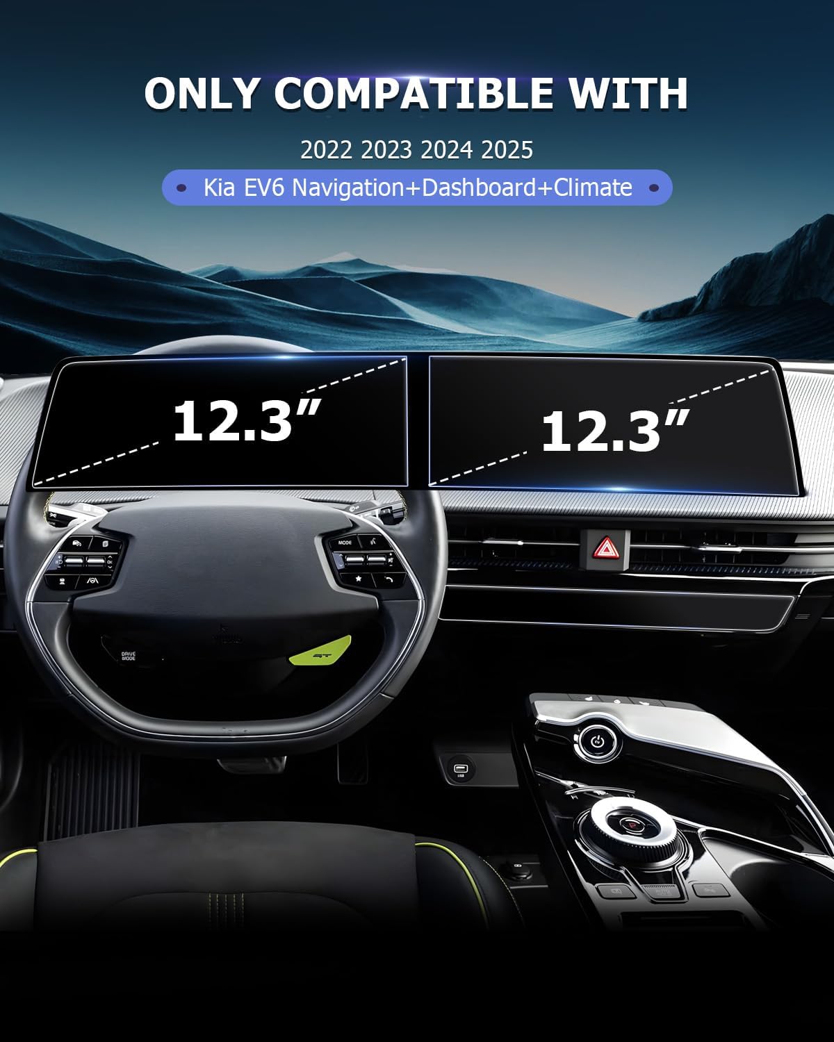 Luwu Tempered Glass Screen Protector for 2022-2025 Kia EV6, Dash & Nav Coverage