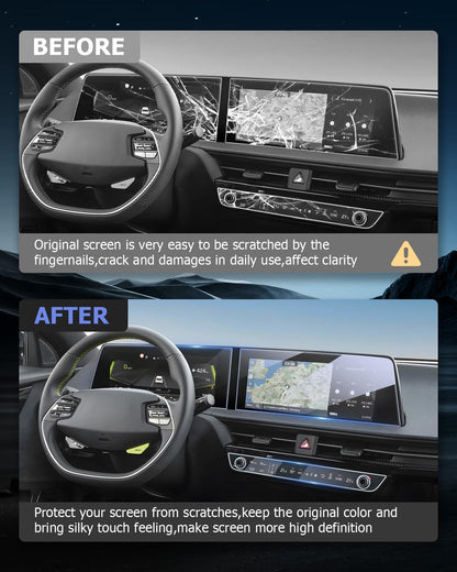 Luwu Tempered Glass Screen Protector for 2022-2025 Kia EV6, Dash & Nav Coverage