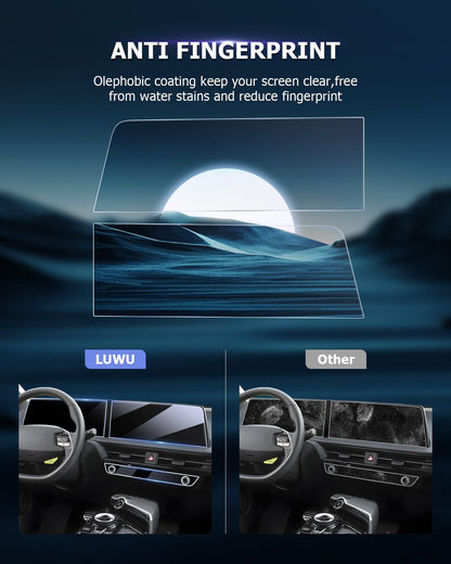 Luwu Tempered Glass Screen Protector for 2022-2025 Kia EV6, Dash & Nav Coverage