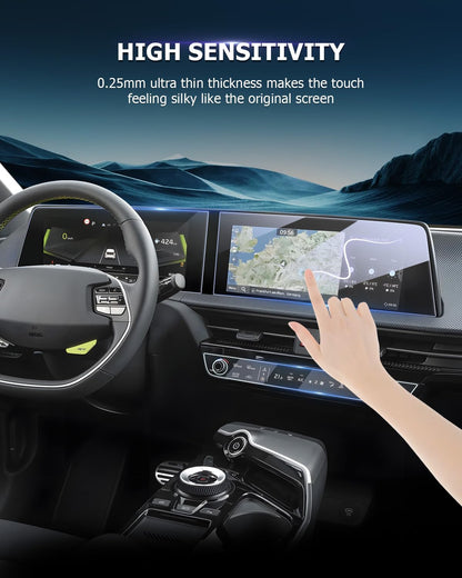Luwu Tempered Glass Screen Protector for 2022-2025 Kia EV6, Dash & Nav Coverage