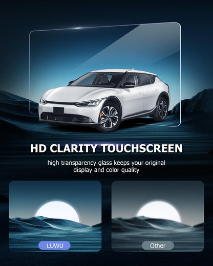 Luwu Tempered Glass Screen Protector for 2022-2025 Kia EV6, Dash & Nav Coverage