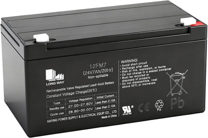 Long Way General 12FM7, 24V, 7Ah, 20 Hour, Lead-Acid Battery Battery, Brand New!