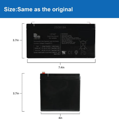 Long Way General 12FM7, 24V, 7Ah, 20 Hour, Lead-Acid Battery Battery, Brand New!