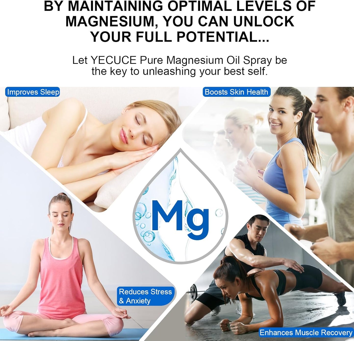 Magnesium Oil Spray 100% Natural, 2 Fl Oz, for Feet, Nourish Skin & Sleep, New!