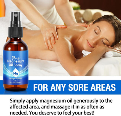 Magnesium Oil Spray 100% Natural, 2 Fl Oz, for Feet, Nourish Skin & Sleep, New!