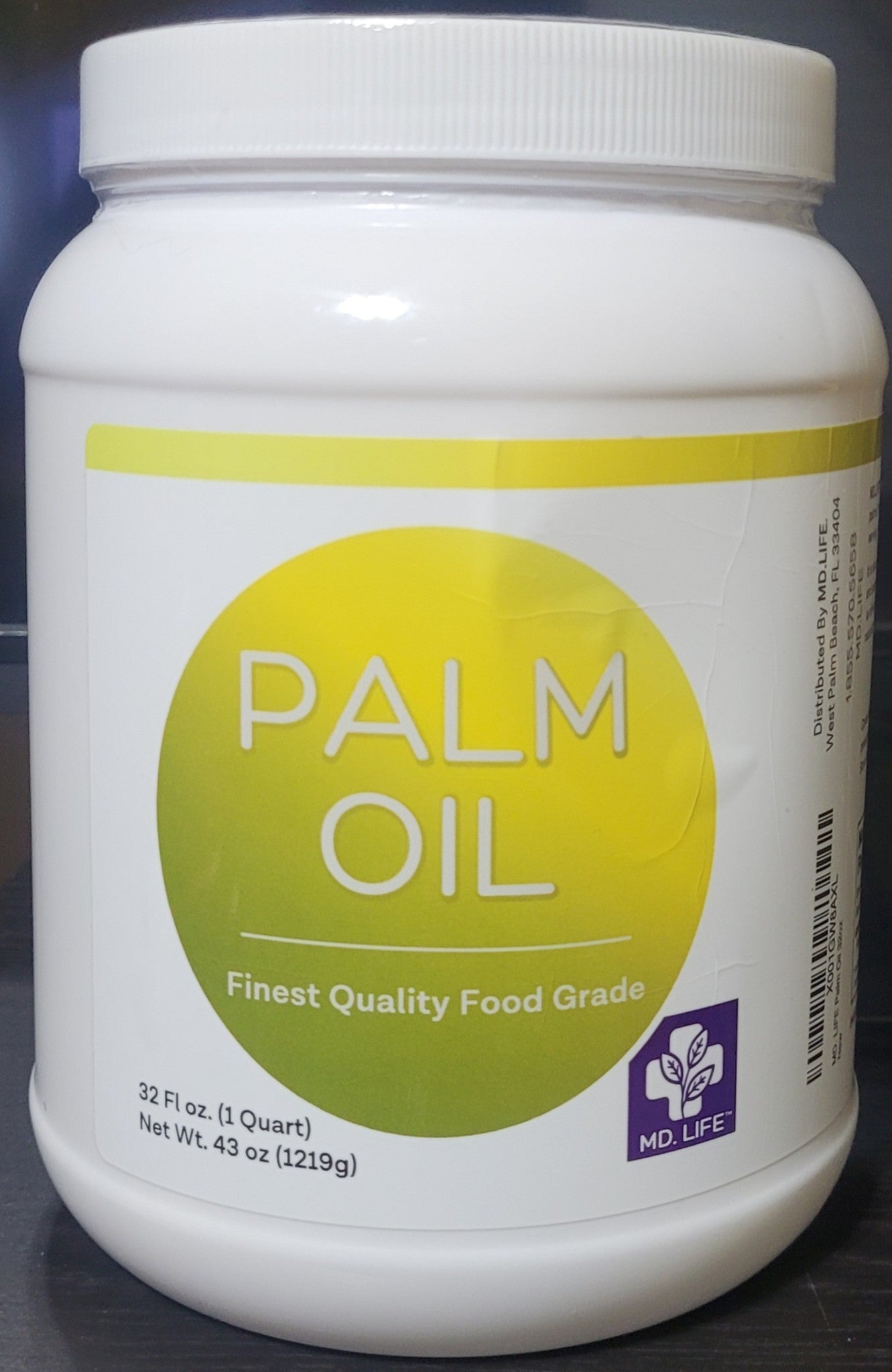 MD.LIFE Cold Pressed, Food Grade Palm Oil - 32 oz, New - Exp. 7/28