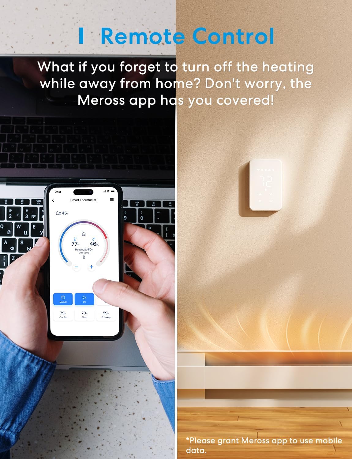 Meross Matter Smart Thermostat for Electric Baseboard Heater, New (OB)