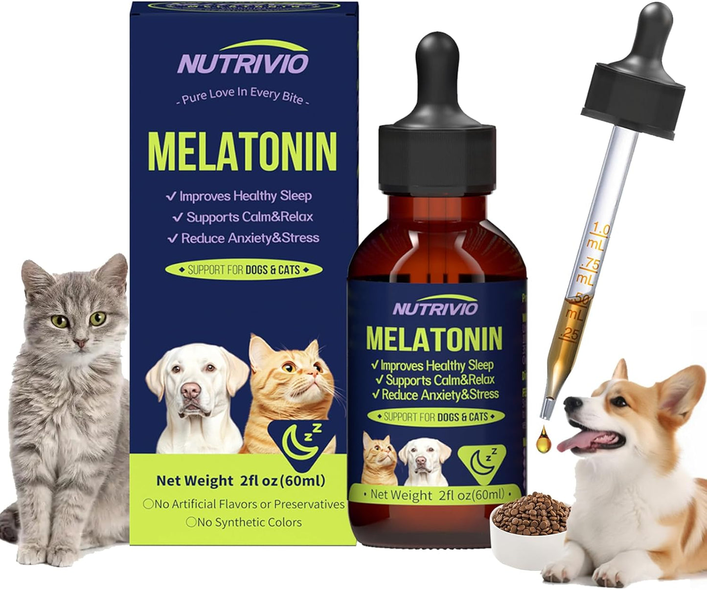 Pet Melatonin Support for Dogs & Cats, 2 oz, Anxiety Relief, New! Exp. 8/27