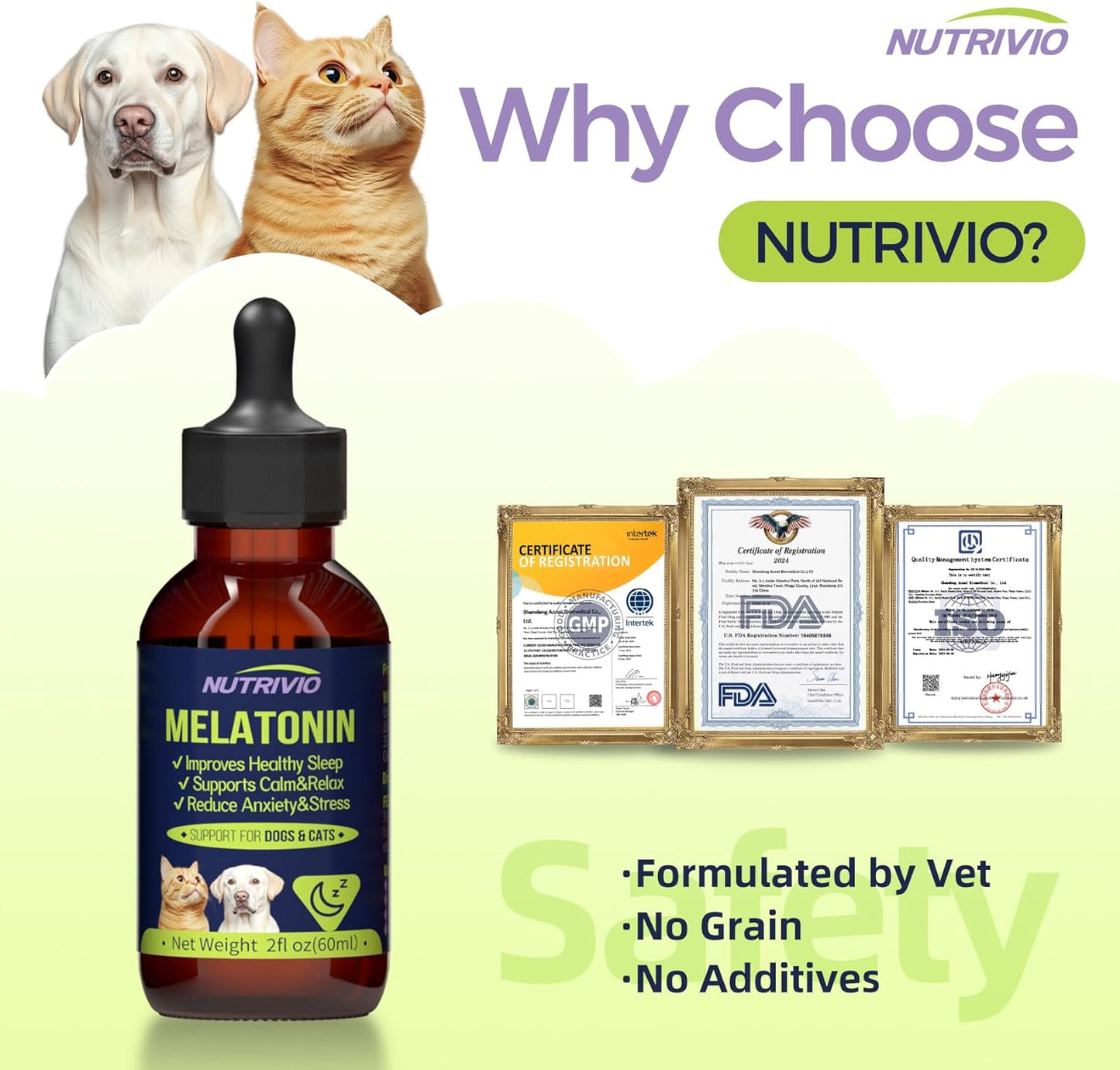 Pet Melatonin Support for Dogs & Cats, 2 oz, Anxiety Relief, New! Exp. 8/27