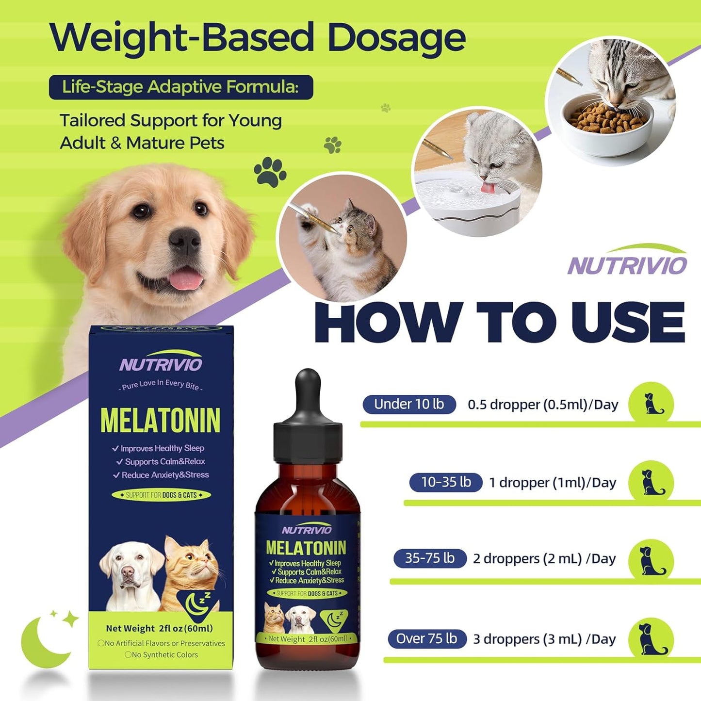 Pet Melatonin Support for Dogs & Cats, 2 oz, Anxiety Relief, New! Exp. 8/27