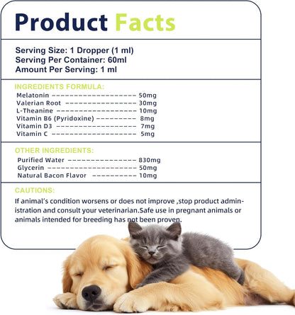 Pet Melatonin Support for Dogs & Cats, 2 oz, Anxiety Relief, New! Exp. 8/27